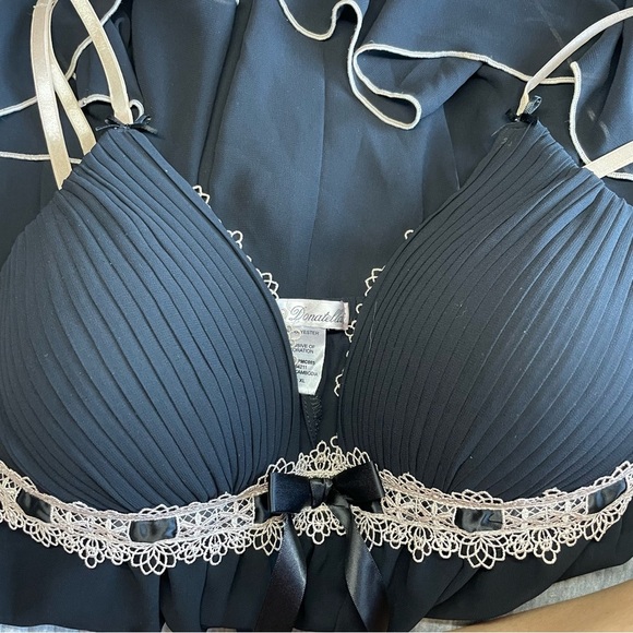 ⭐️4/$20⭐️Linea Donatella Black Sheer Lace Trim Chemise - Picture 5 of 8